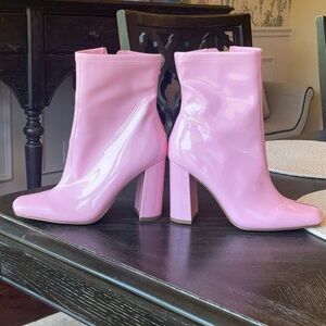 Steve Madden Glossy Pink Heeled Boots
